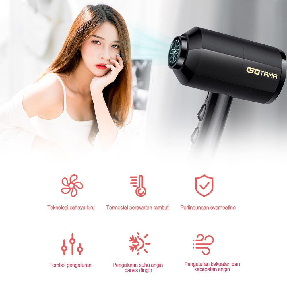 Hair dryer Pengering Rambut Termurah Daya Tinggi Desain Elegant HB-03