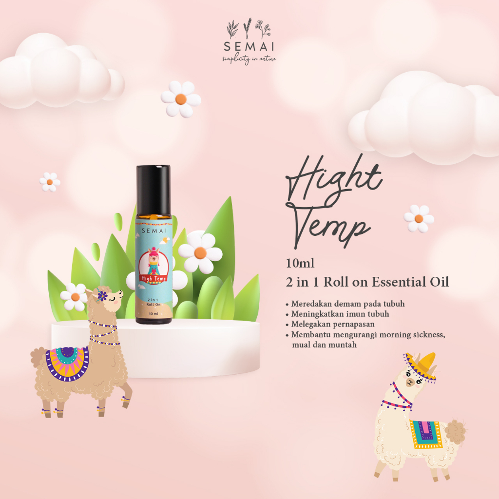 Semai Essential oil HIGH TEMP roll on flu demam bayi hingga dewasa obat herbal