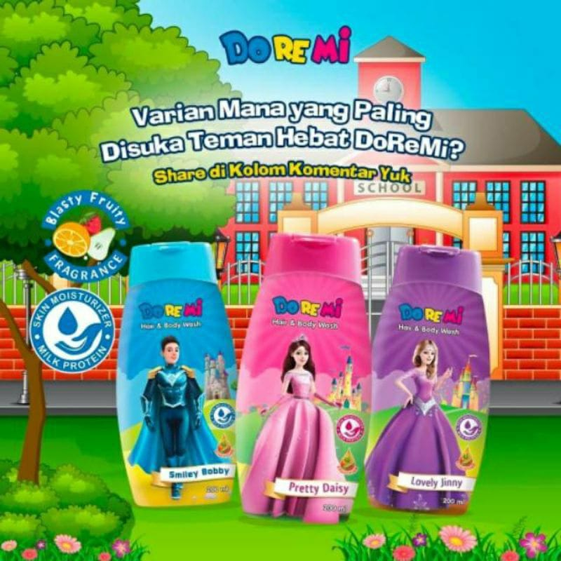 Doremi Kids Hair &amp; Body Wash 200ml - Sabun Sampo Anak