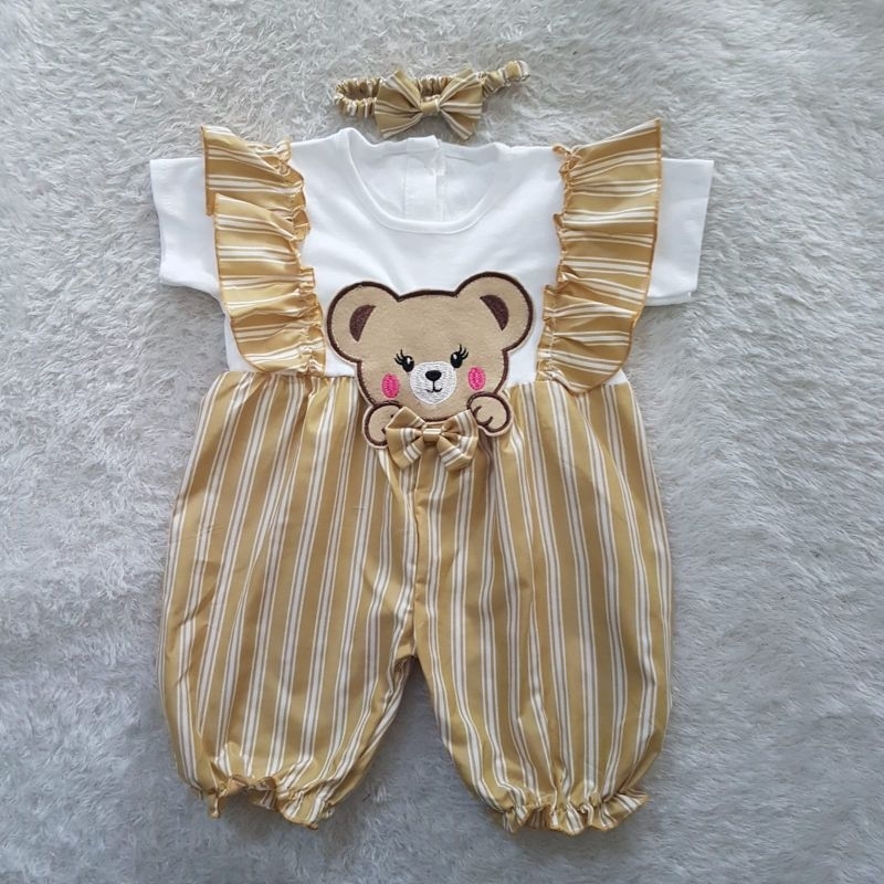 Jumpsuit Bayi Perempuan Chubby Bear set