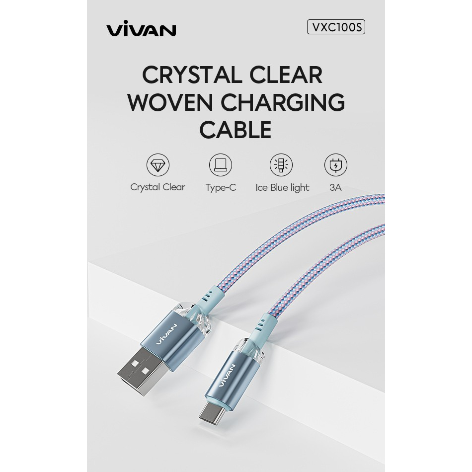 Vivan VXC100S LED USB-C Kabel Data Cable Type-C Fast Charging 100cm