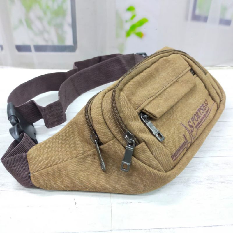 Tas pinggang pria kanvas tas selempang pria kanvas sport import