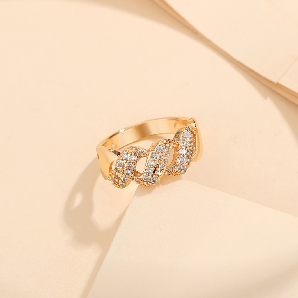 Y111 【COD】 Cincin Mewah Titanium Anti Karat Wanita Berlian Perhiasan Imitasi Perhiasan Wanita
