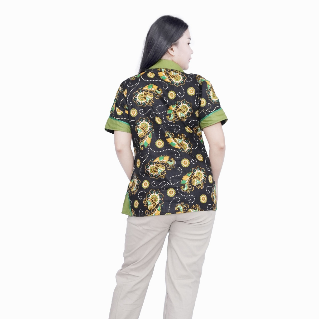 Blouse Big Size Wanita Atasan Batik Lengkap S-M-L-XL-2L-3L-4L-5L-6L-7L Model Blus Jumbo Seragam Batik / Atasan Formal Kantor Wanita / Pakaian Batik Bahan Katun Super Bigsize / Pakaian Kerja Jumbo Wanita Kekinian LD 140 / Putri Nasya
