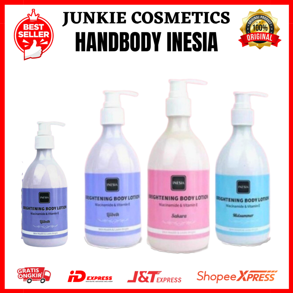 JUNKIE COSMETICS - Body Lotion | Lotion Pemutih | Handbody Lotion | Hand Body Pemutih | Inesia Skin Health Dan Looks Bright 300 ML