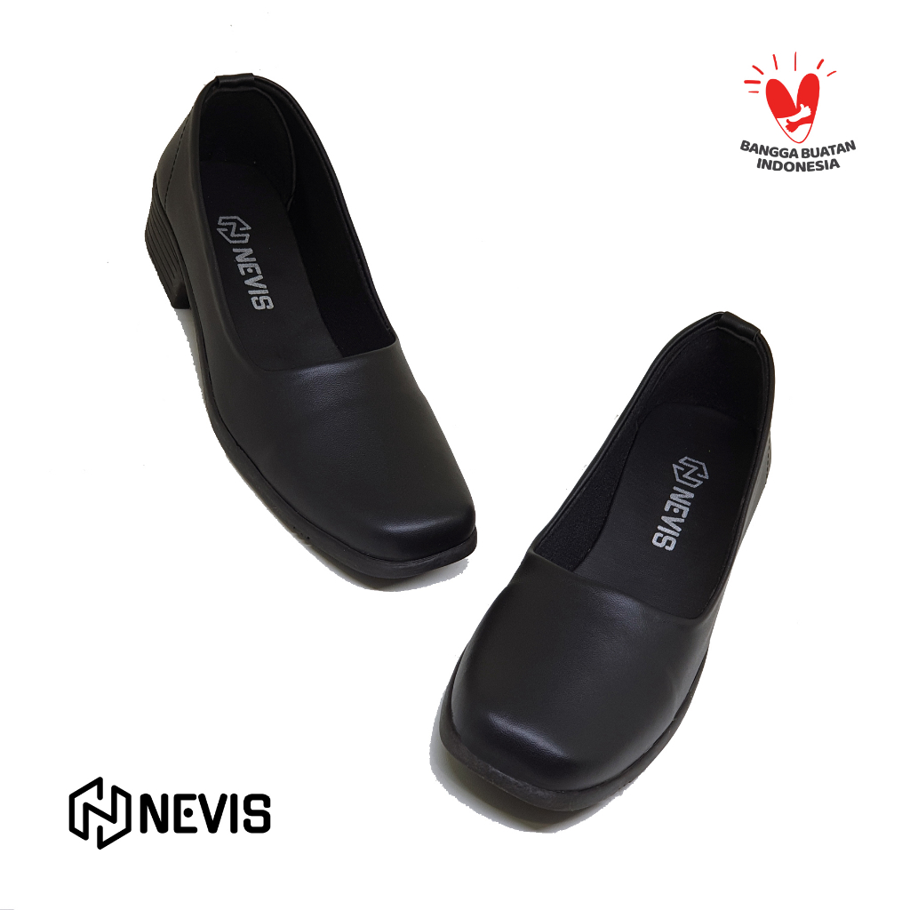 Sepatu Pantofel Wanita Original Nevis Nvs 83 Sepatu Slip On Slop Formal Kerja Kantor Hitam / Putih