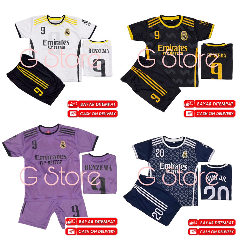 BISA COD / JERSEY BOLA RMD / SETELAN BAJU BOLA RMD ANAK TERMURAH / TERBARU 2022-2023