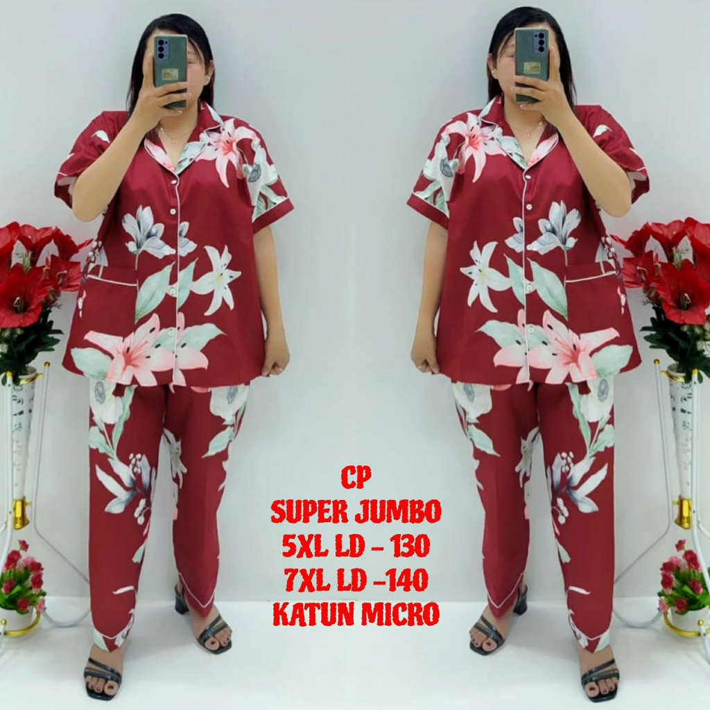 CNC - BAJU TIDUR WANITA PIYAMA CP SUPER JUMBO 5XL/LD 130/MICRO