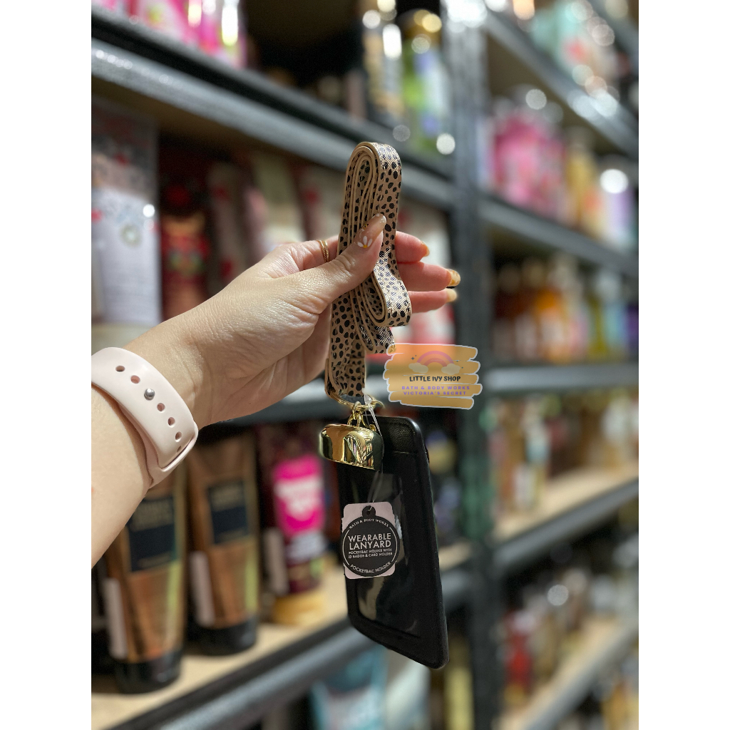 BATH & BODY WORKS BBW BLACK ID CARD LANYARD WEARABLE POCKETBAC POCKET BAC HOLDER