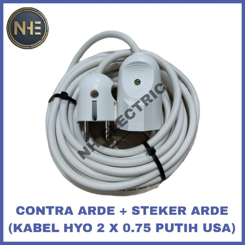 Contra Steker Matsui + Steker Arde Bright-g Kabel Hyo 2x0,75 Panjang 1,2,3,4,5,6,7,8,9,10 Meter