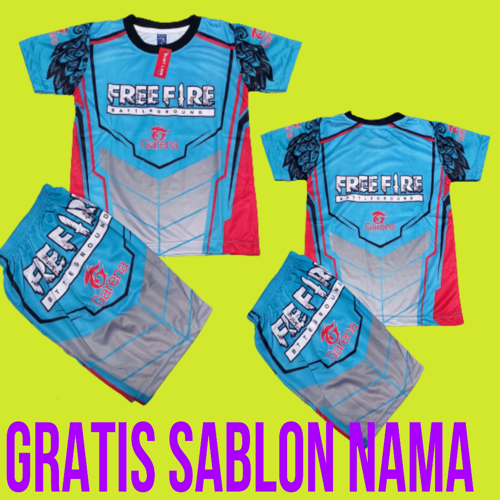 baju kaos setelan free fire size 4-10 thn