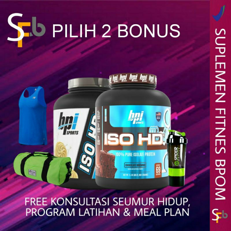 BPI ISO HD WHEY PROTEIN ISOLATE 5 LBS PLUS BCAA SUPLEMEN GYM KESEHATAN MAKANAN TINGGI PROTEIN BPOM