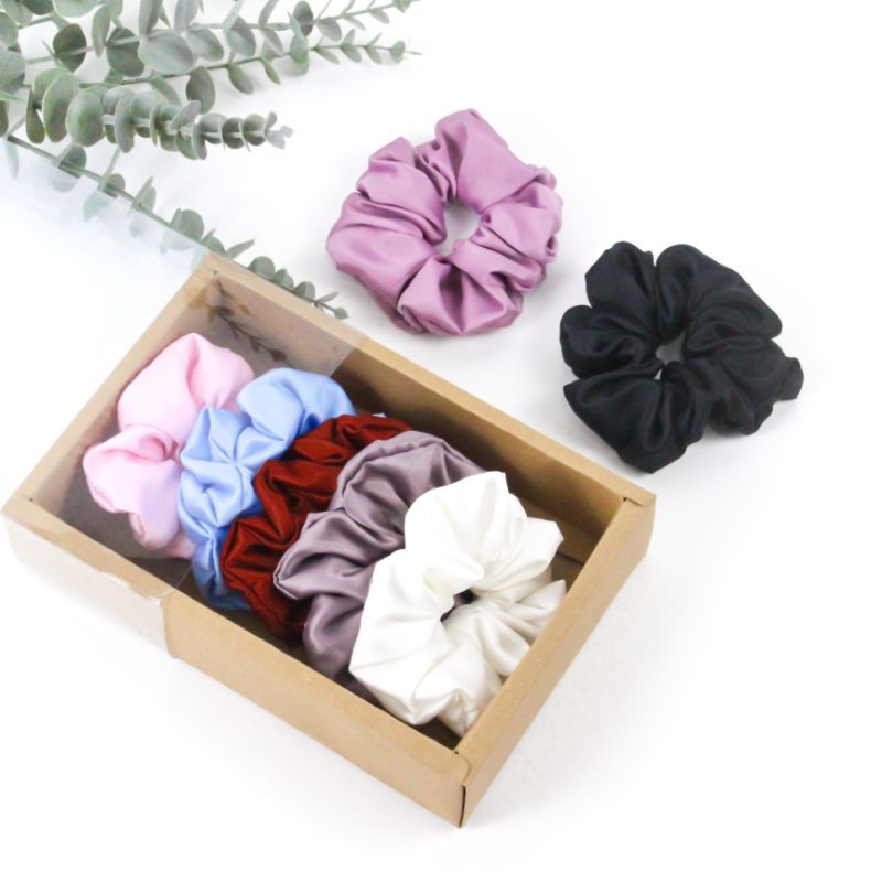 Scrunchie Satin Velvet - Ikat rambut cempol hijab premium