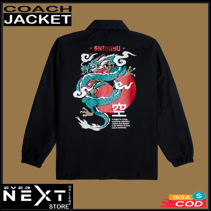 Jaket coach murah waterproof pria distro original branded terbaru anti air big size cowok jumbo sablon anime jepang shinryu series jaket pria parasut taslan premium