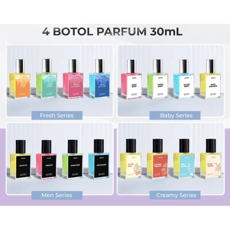 Parfum MEZUCA SERIES Fresh/Men/Baby Dapat 4pcs Varian Eau de Parfume Wangi Tahan Lama For Uniseks BPOM