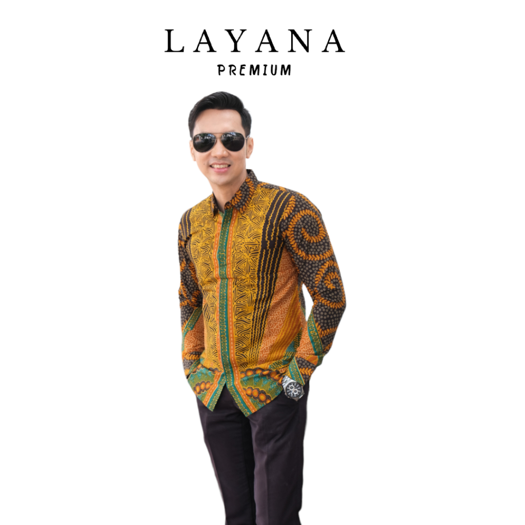 Kemeja Batik  Sandoro Kunyit Baju Formal atau Nonformal Katun Premium