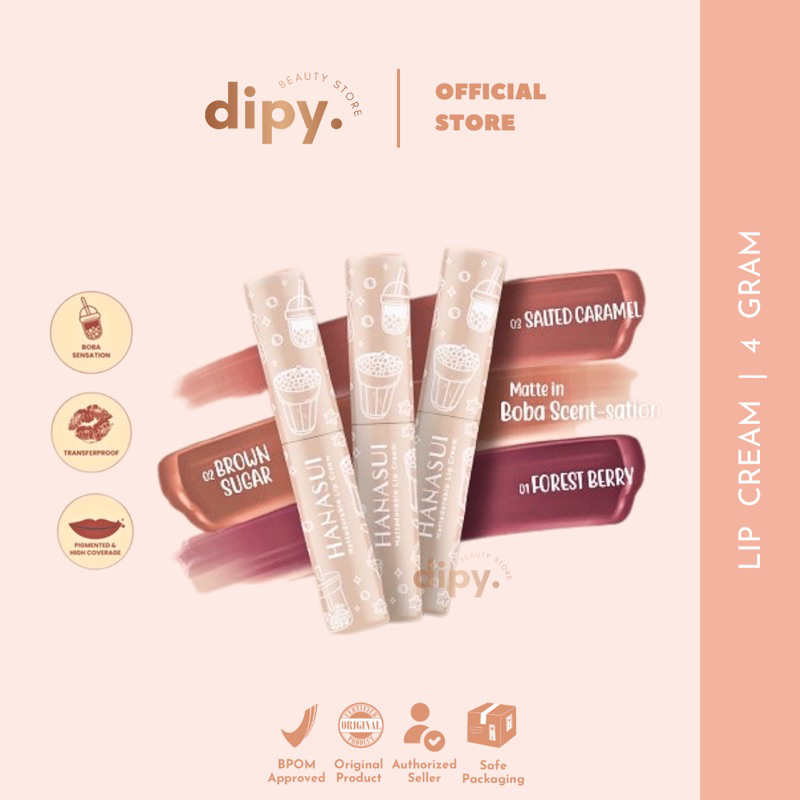 HANASUI - Lip Cream Mattedorable Boba Edition Tintdorable Lip Tint Stain Matte Transferproof Longlasting Tahan Lama Viral BPOM