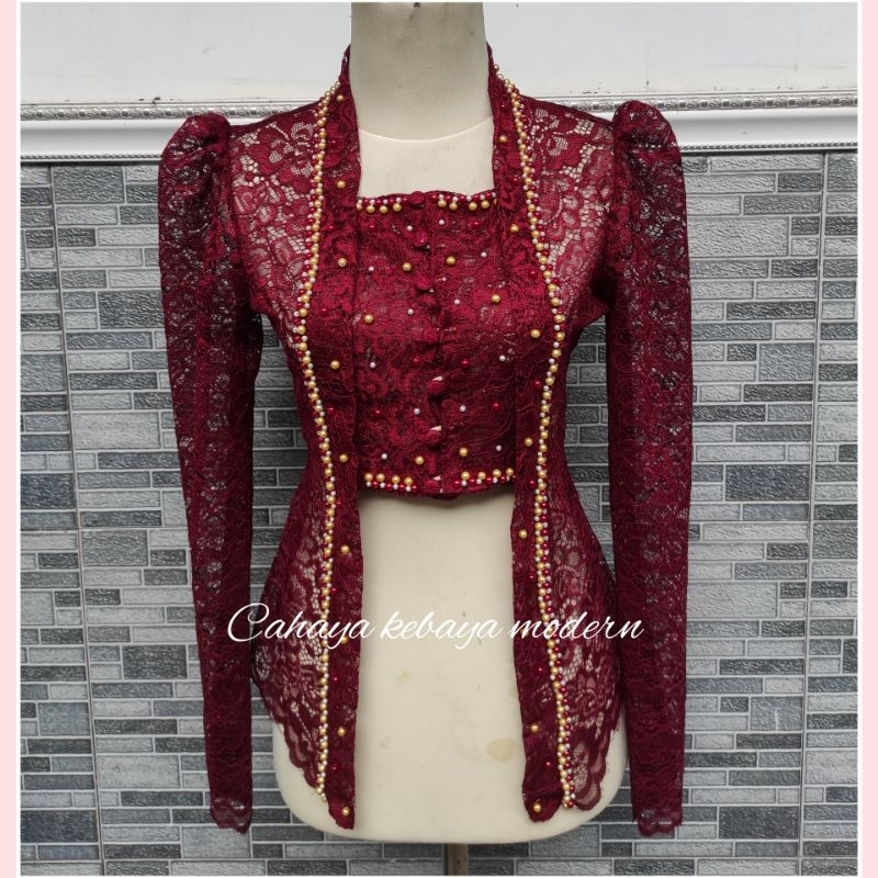 kebaya Wisudah / brokat mutiara / Kebaya [ kancing depan hidup ]