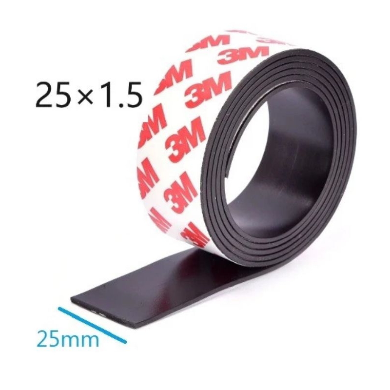 1meter Rubber Magnet Strip lembaran + tape 3M lebar 25mm tebal 1.5mm