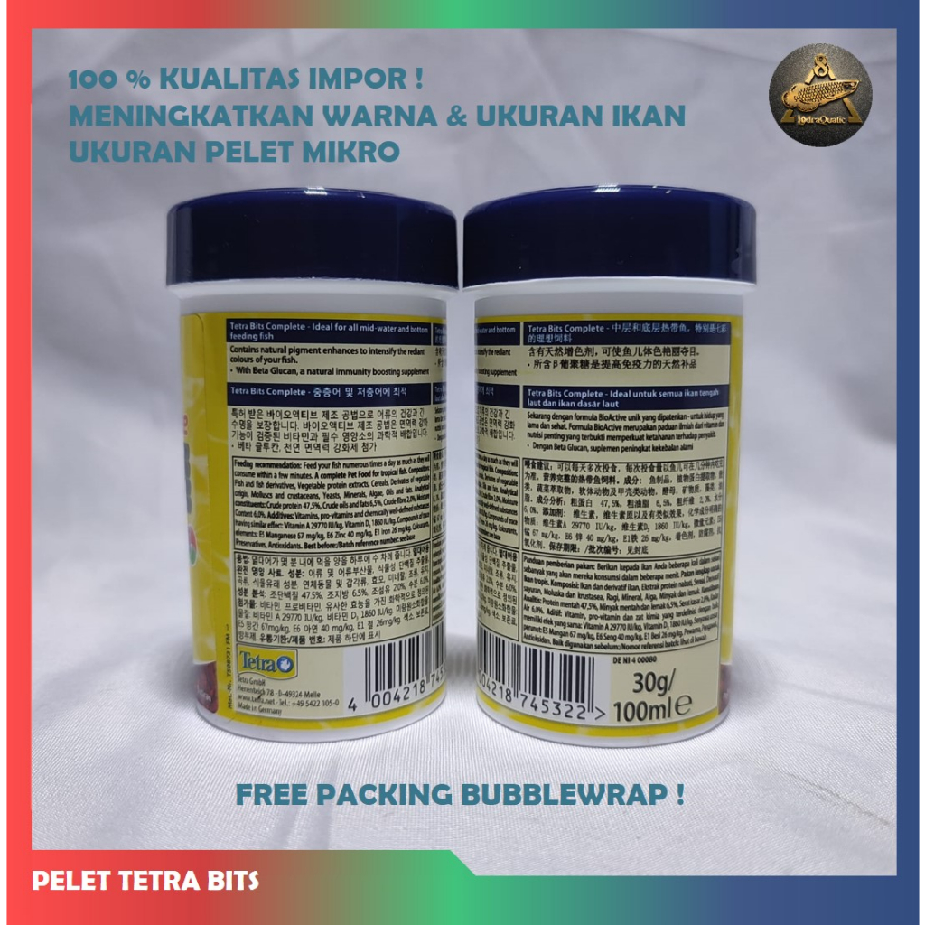 PELET TETRA BITS  PAKAN IKAN HIAS AQUASCAPE PELET TETRA BITS PELET PAKAN IKAN CUPANG IKAN GUPPY IKAN TETRA IKAN HIAS KECIL PAKAN IKAN MAS PAKAN IKAN KOKI ORANDA RANCHU PAKAN IKAN LOUHAN IKAN DISCUS