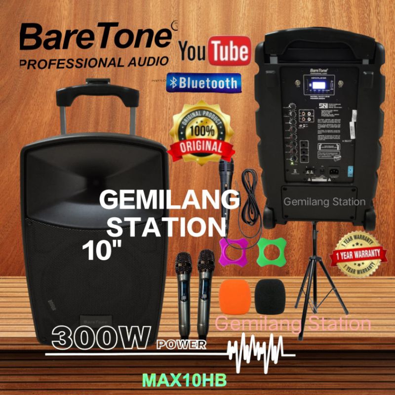 SPEAKER BARETONE 10INCH MAX 10HB Speaker Karaoke Speaker Bluetooth ORI