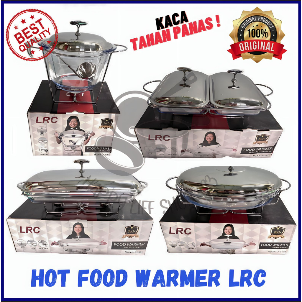Prasmanan Set Kaca Anti Panas LRC / Hot Food Warmer LRC / Prasmanan Kaca Tutu Stainless