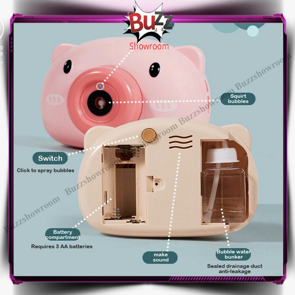 Bubble Camera Automatic Mainan Gelembung Busa Kamera OtomatisPig HelloKitty Sapi Kelinci