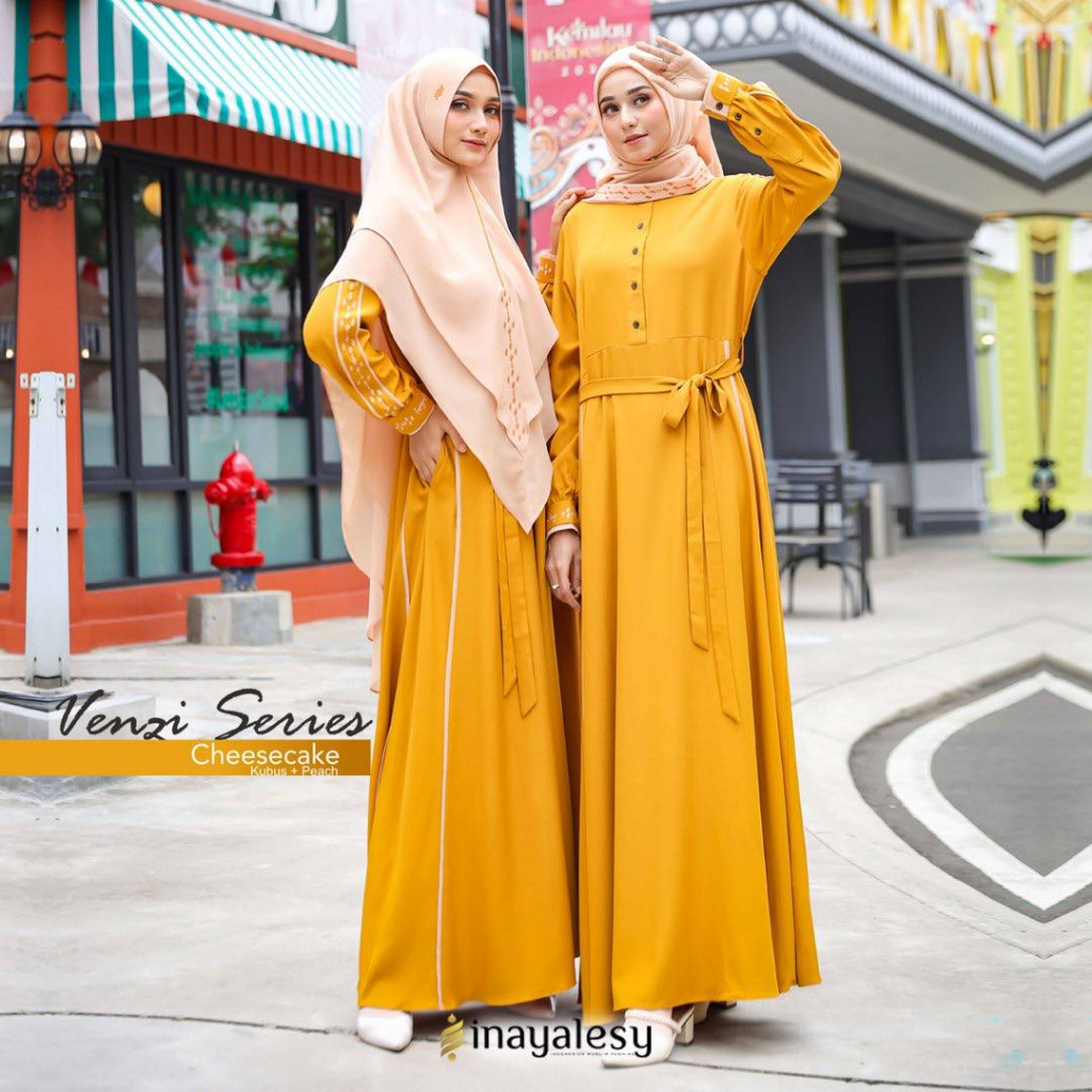 GAMIS SET KHIMAR VENZI SERIES CHEESE CAKE ORIGINAL INAYA INAYALESY FASHION DRESS BAJU BUSANA MUSLIM 