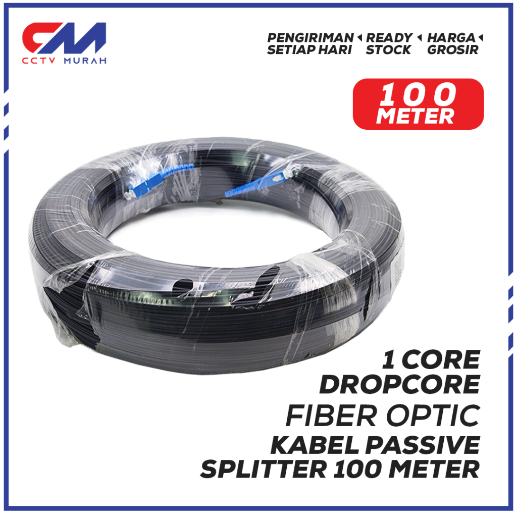 Kabel FO Dropcore 150M,100,50M Siap Pakai - FTTH Dropcore 1 Core, Single Dropcore