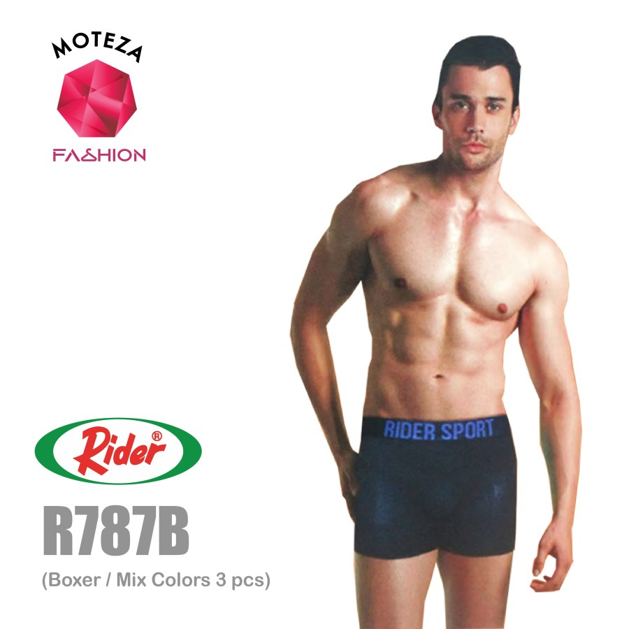 ISI 3 pcs - Celana Dalam Underwear Pria Boxer - RIDER Sport R 787 B