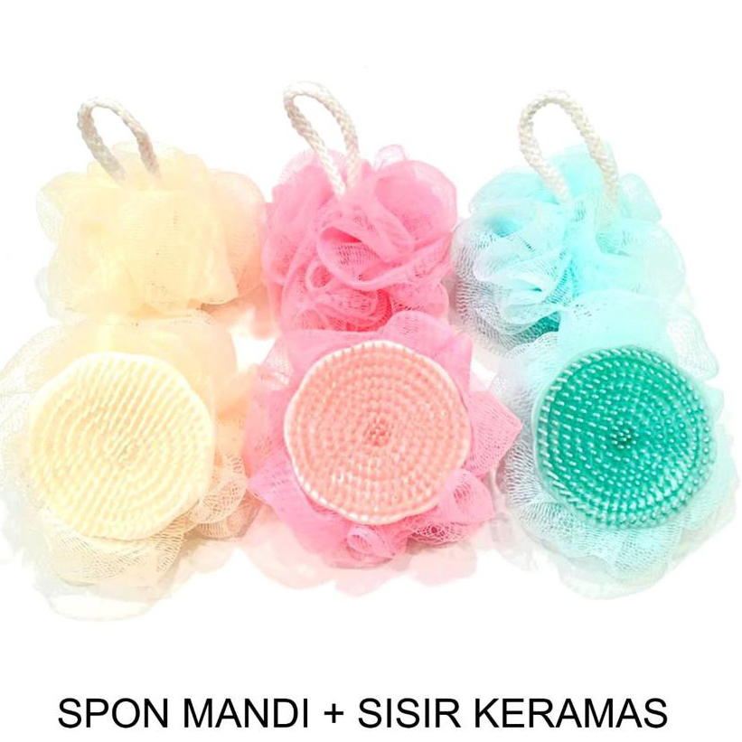 ✿ELYSABETHME✿ Spons mandi + sisir kramas pijat pembersih kepala