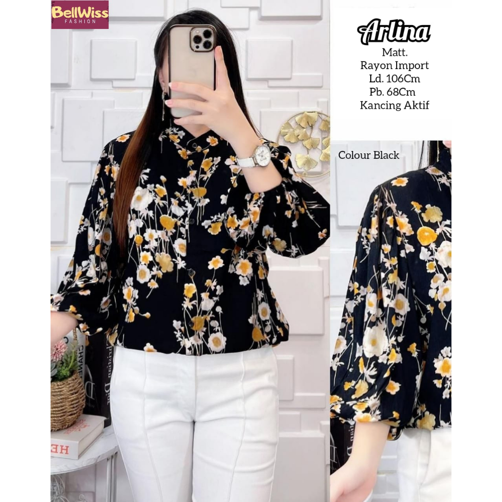 ARLINA BLOUSE / 30.9 / BAHAN RAYON PREMIUM / LD 106 CM / PB 68 CM / ALLSIZE JUMBO / FIT TO XL / BELLWIS