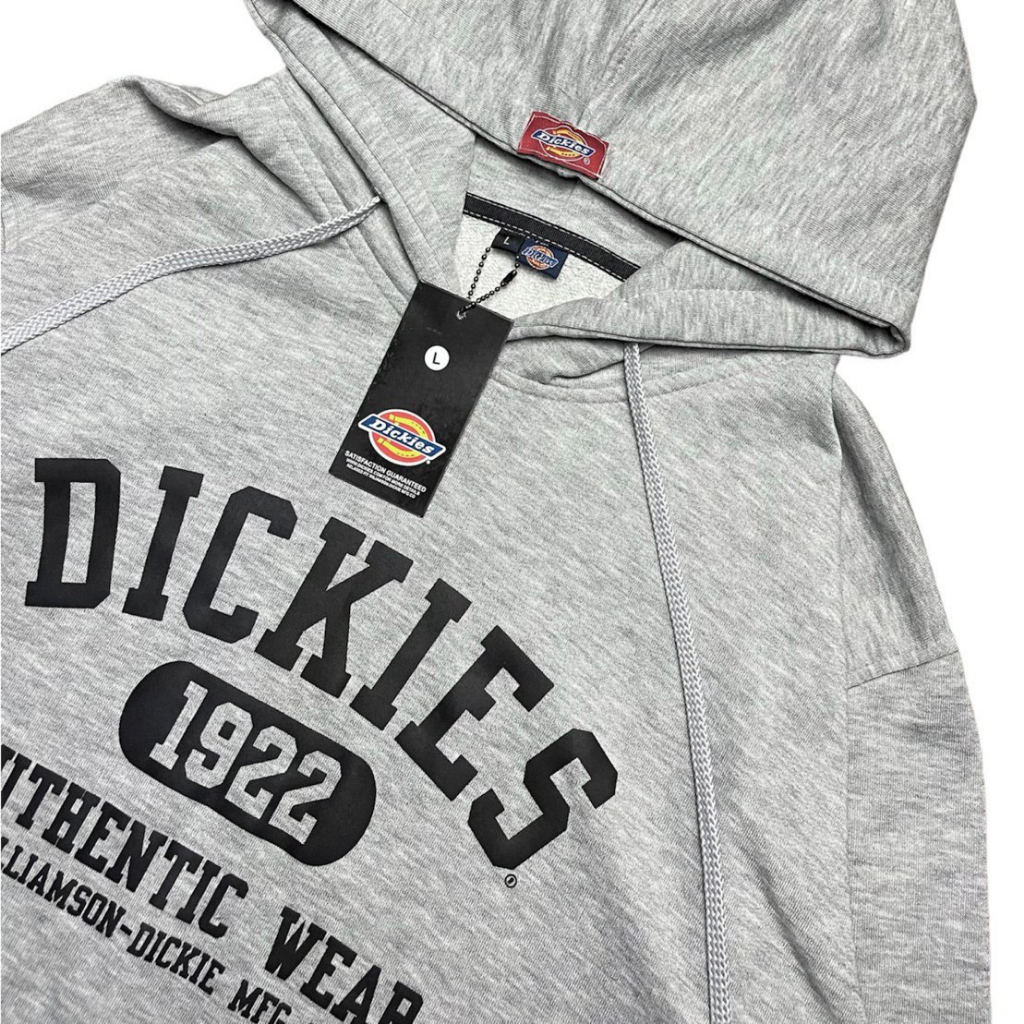 Hoodie Dickies 1922 Logo Abu Black Authentic Wear Font Sablon &amp; Fulltag - Banyak Varian Warna Dickies Premium Quality