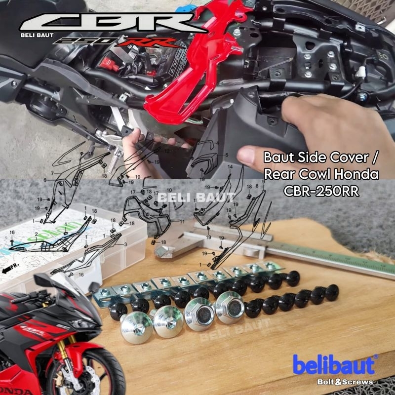 Baut Set Rear Cowl Honda CBR 250RR/Baut Cover Body  Belakang Honda CBR250RR