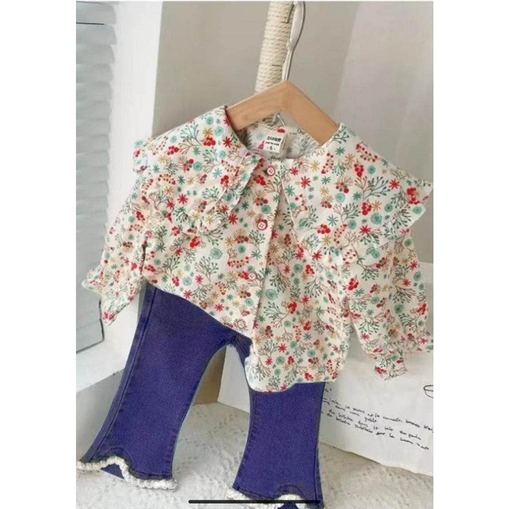 SSP17-Setelan Set Anak Perempuan Flower + Jeans Lis