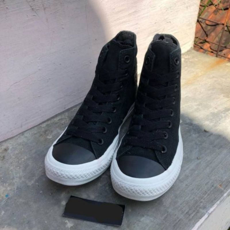 Sepatu Sneakers Hitam Pria Wanita Converse Sekolah CT Petir Tinggi All Star Casual Kanvas Tali High Quality