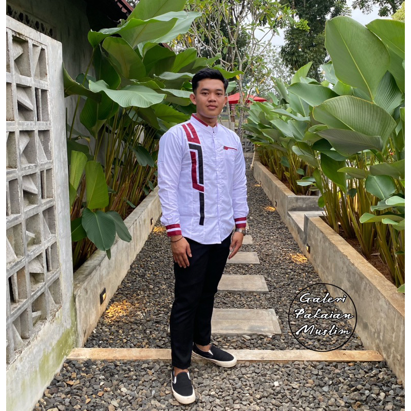 Baju koko El Rumi lengan panjang motif sinergi Terbaru