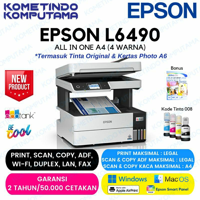 Epson EcoTank L6490 A4 Wi-Fi Duplex All-in-One Ink Tank Printer ADF