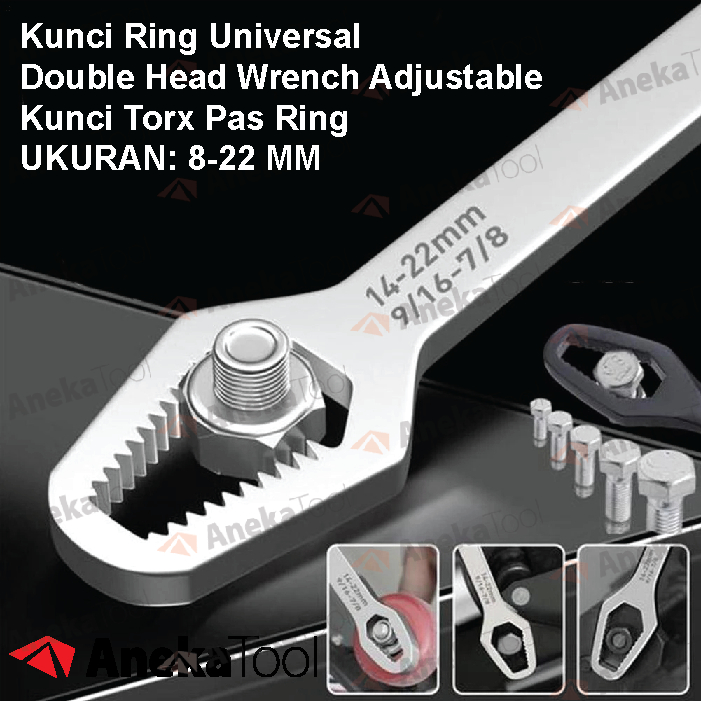 Kunci Ring Universal Double Head Wrench Adjustable Kunci Torx Pas Ring