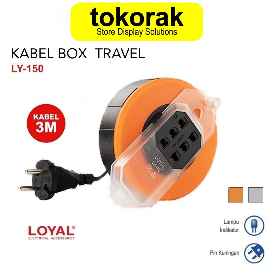 KABEL ROLL BOX TRAVEL 3 METER LY-150 - KABEL BOX ROLL LOYAL 3 LUBANG