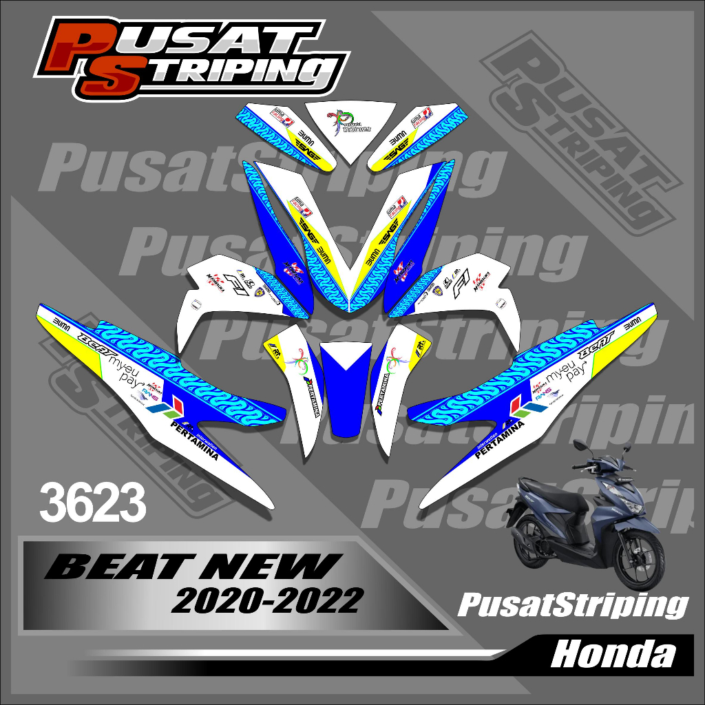 DECAL  MOTOR HONDA BEAT NEW T 2020-2022 - Sticker Fullbody Bisa (COD) BEAT DESAIN MANDALIKA  FULLBOD