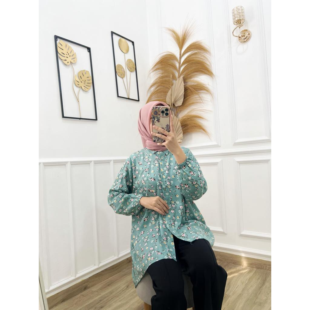 𝐊𝐈𝐑𝐀𝐍𝐈 Kemeja Oversize Atasan Jumbo Wanita Rayon Viscose Motif Eka Dio Fit XXL Summer Shirt ( VARIAN 2 )