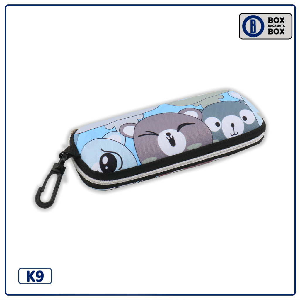 Box / Tempat Kacamata Soft Case Resleting Motif Animals Cartoon Anak Anak Keren Dan Kuat K9