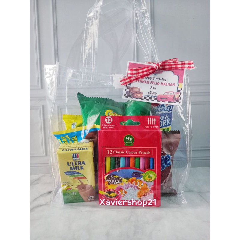 

Paket Snack + Pensil Warna Kemasan tas mika
