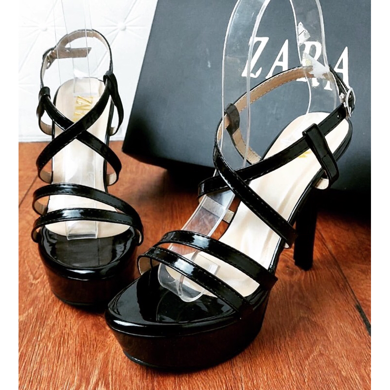 RN - DM200 ZARA HIGH HEELS WANITA 12cm HEELS PESTA GLOSY 12cm