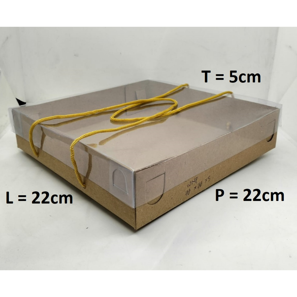 

BOX KRAFT 22X22X5 CM 5pcs TUTUP MIKA PAKAI TALI 350 GSM