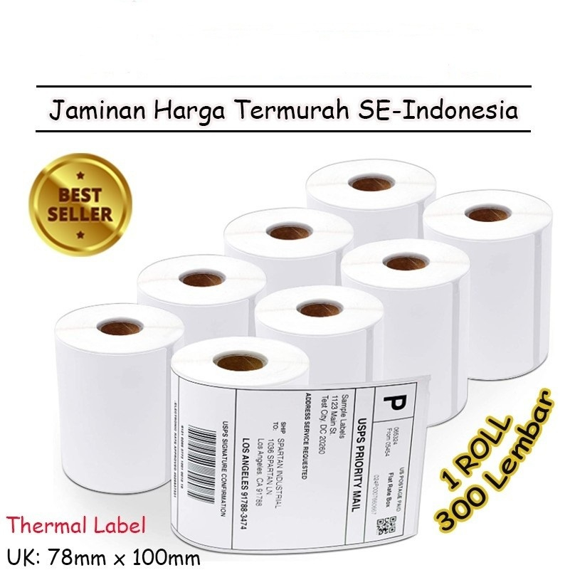 

Label Thermal 78 x 100 mm Kertas Sticker Barcode 78x100 isi 300 Lembar