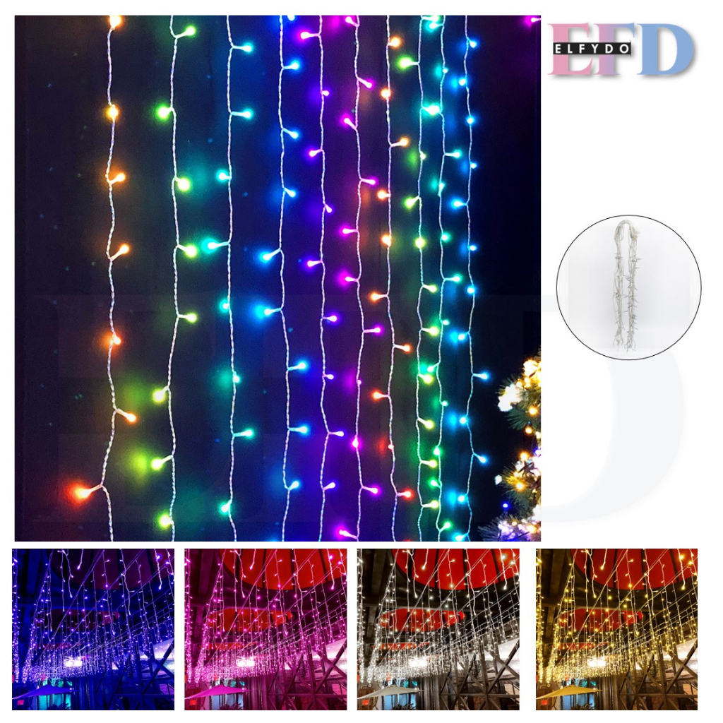 ELFYDO TUMBLR TIRAI 4M Lampu Tumbler LED Tirai Dekorasi Hias Natal Twinkle Light 100 LED Dekorasi