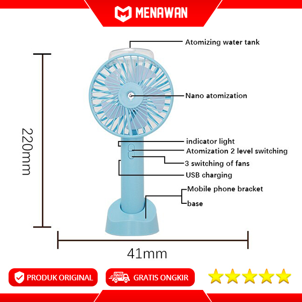 Kipas Angin Mini Multi Fungsi Pelembab Udara Baterai isi Ulang Mini Travel Fan Nano Mist Humidifier F168