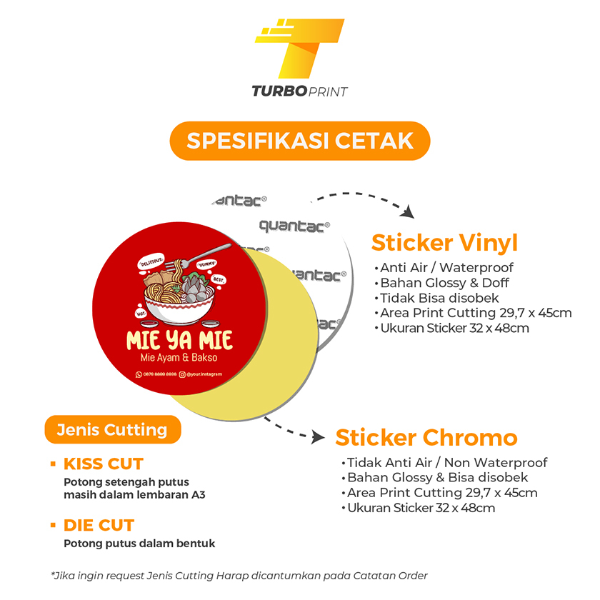 CETAK STICKER A3+ VINYL/ PRINT CUSTOM STIKER LABEL KEMASAN LEMBARAN / CUTTING SETENGAH PUTUS / POTONG PUTUS